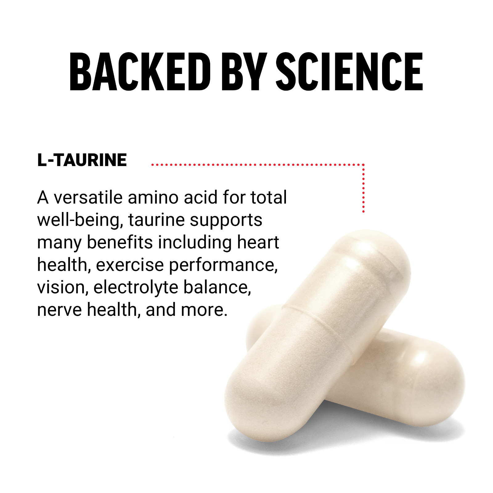 Force Factor L-Taurine Supplement 500mg Vegan, No Gelatin, Non-GMO, 180 Capsules