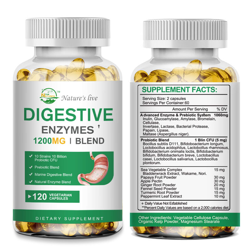Digestive Enzymes Plus Probiotics & Prebiotics,10/60/120 Capsules,Non-GMO