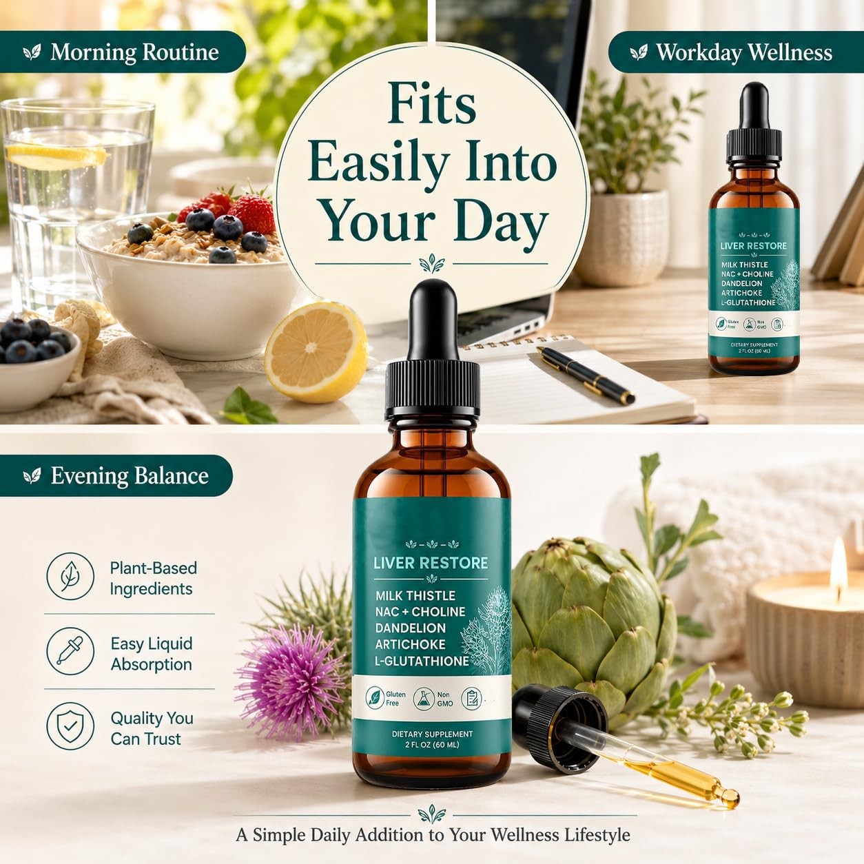 Liver Restore Drops, 2 Fl OZ Complete Liver Support, Daily Herbal Supplement