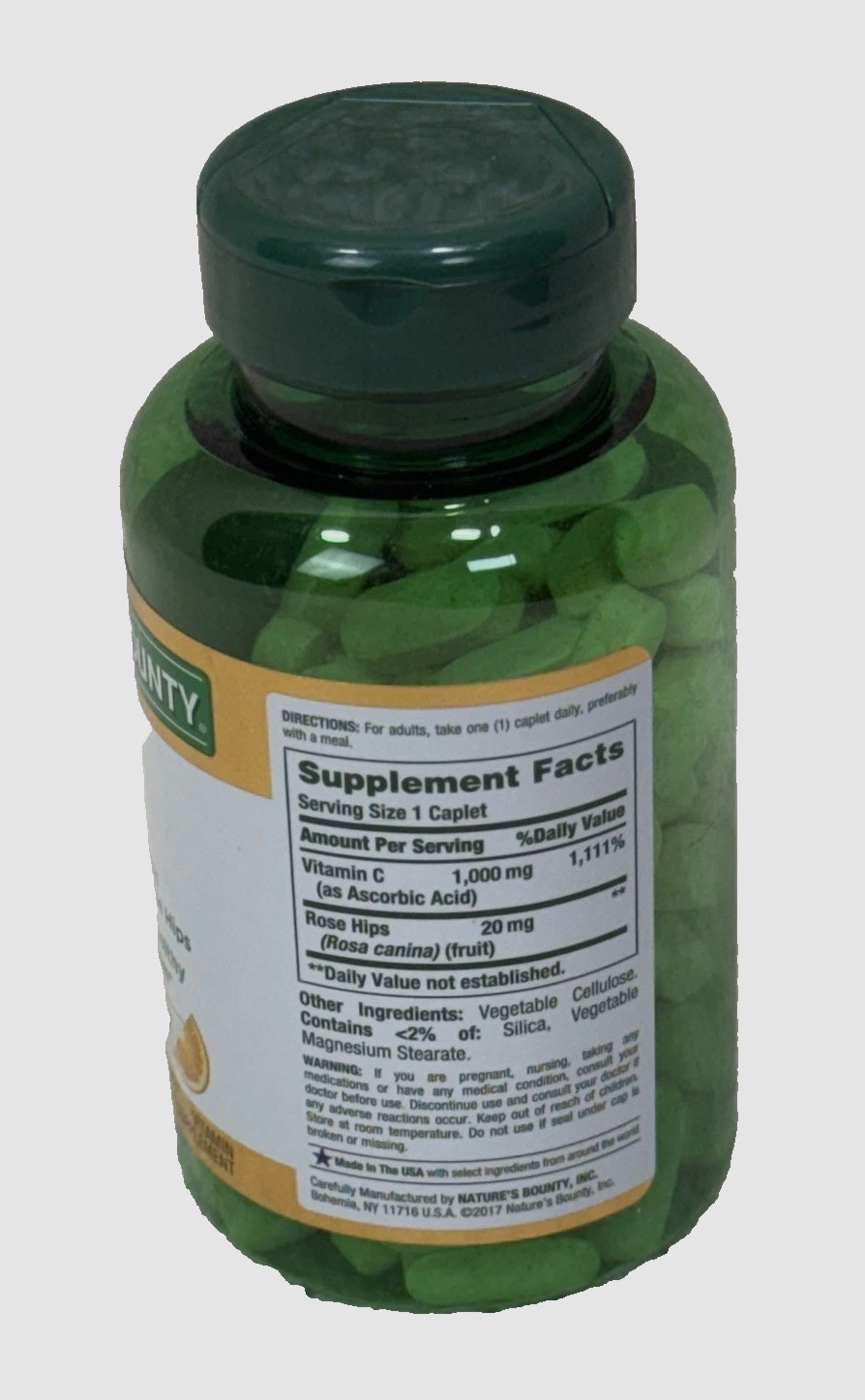 Nature’s Bounty Vitamin C + Rose HIPS 1000mg – 100 Coated Caplets *EXP: 07/2028*