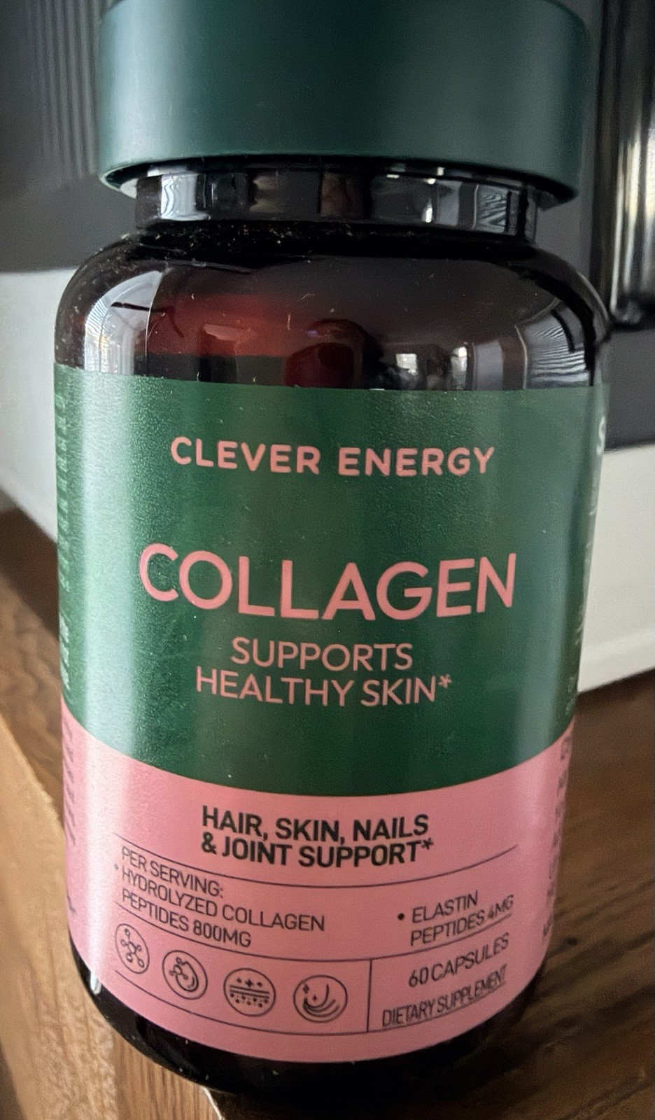 Clever Energy Marine Collagen 800mg Elastin Peptides 60 Capsules Exp 06/2027 NIB