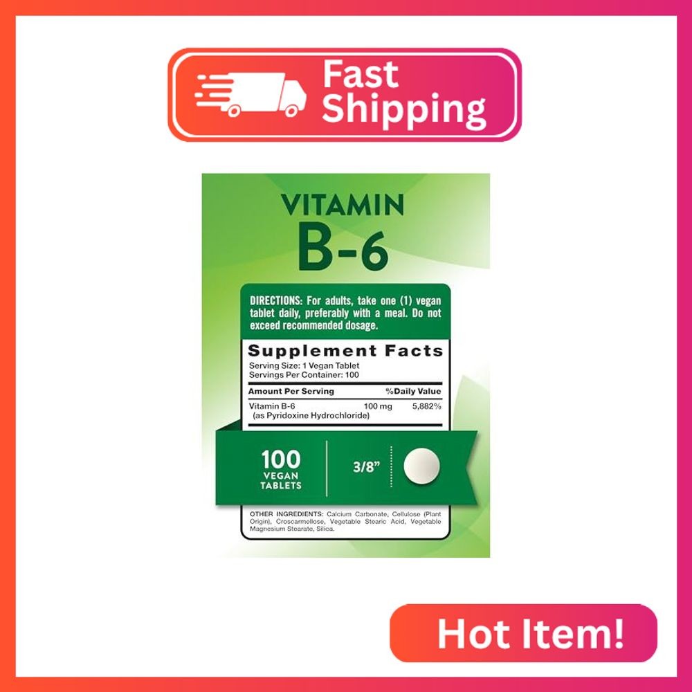 Nature’s Truth B6 Vitamin | 100mg | 100 Tablets | Vegan, Non-GMO & Gluten Free S