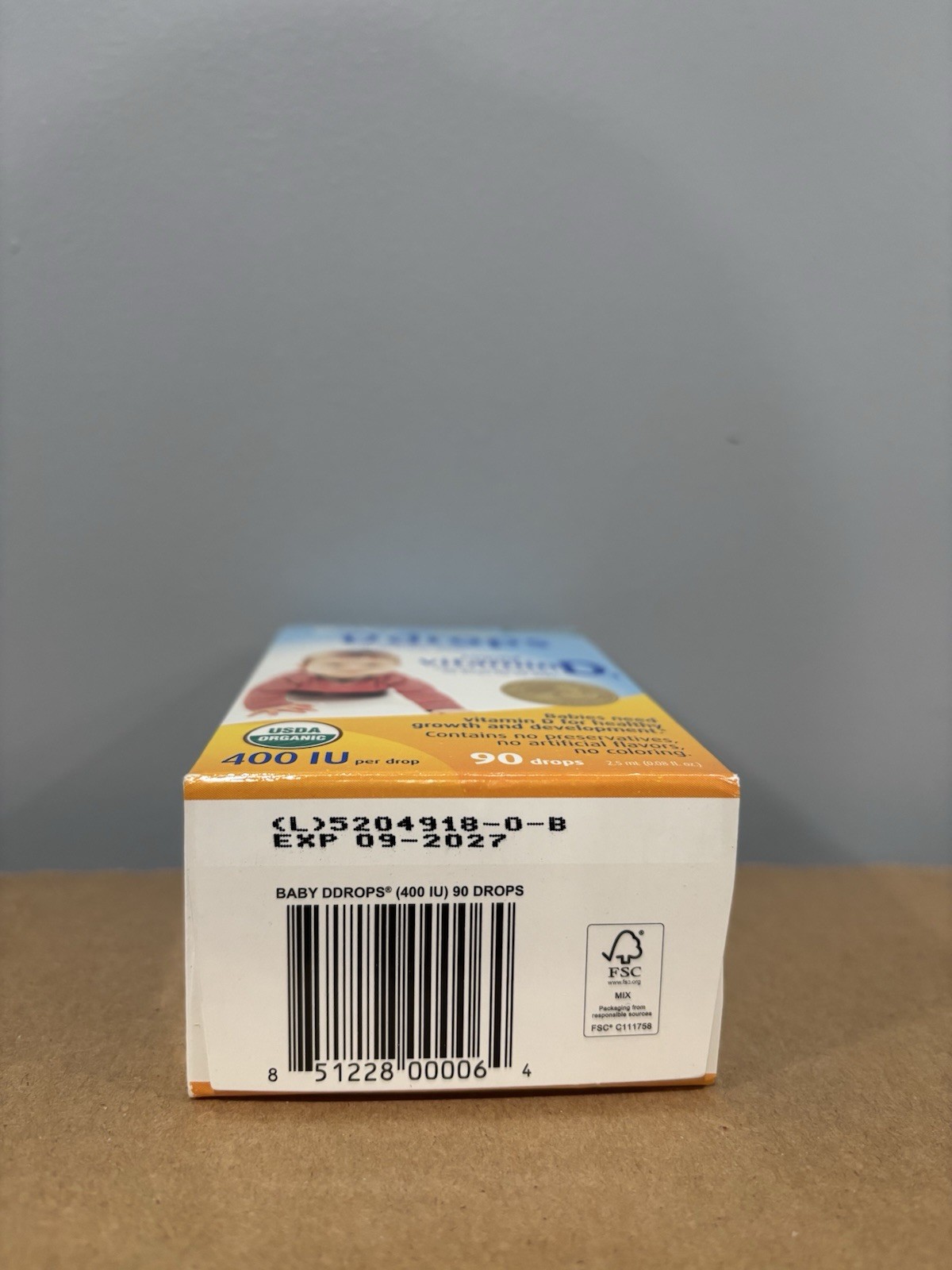 Ddrops Baby Liquid Vitamin D3 400 IU 90 Drops – 0.08 fl oz – Exp 09/27