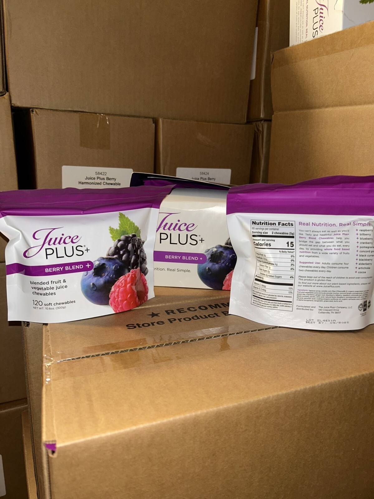 3 bags of Juice Plus+ BERRY BLEND + – Blended Fruit & Veg Juice Chewables (120)