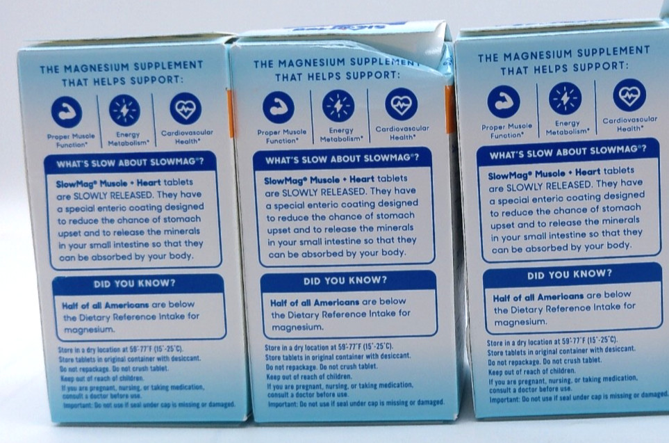 3PK- SlowMag Mg, 180 Total Delayed Tablets, Exp. 2/27+