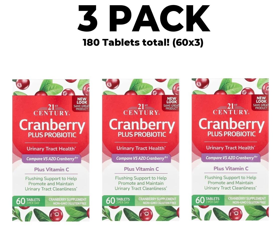 21st Century, Cranberry Plus Probiotic, 3 PACK, 60 Tablets x 3 (180 total!)