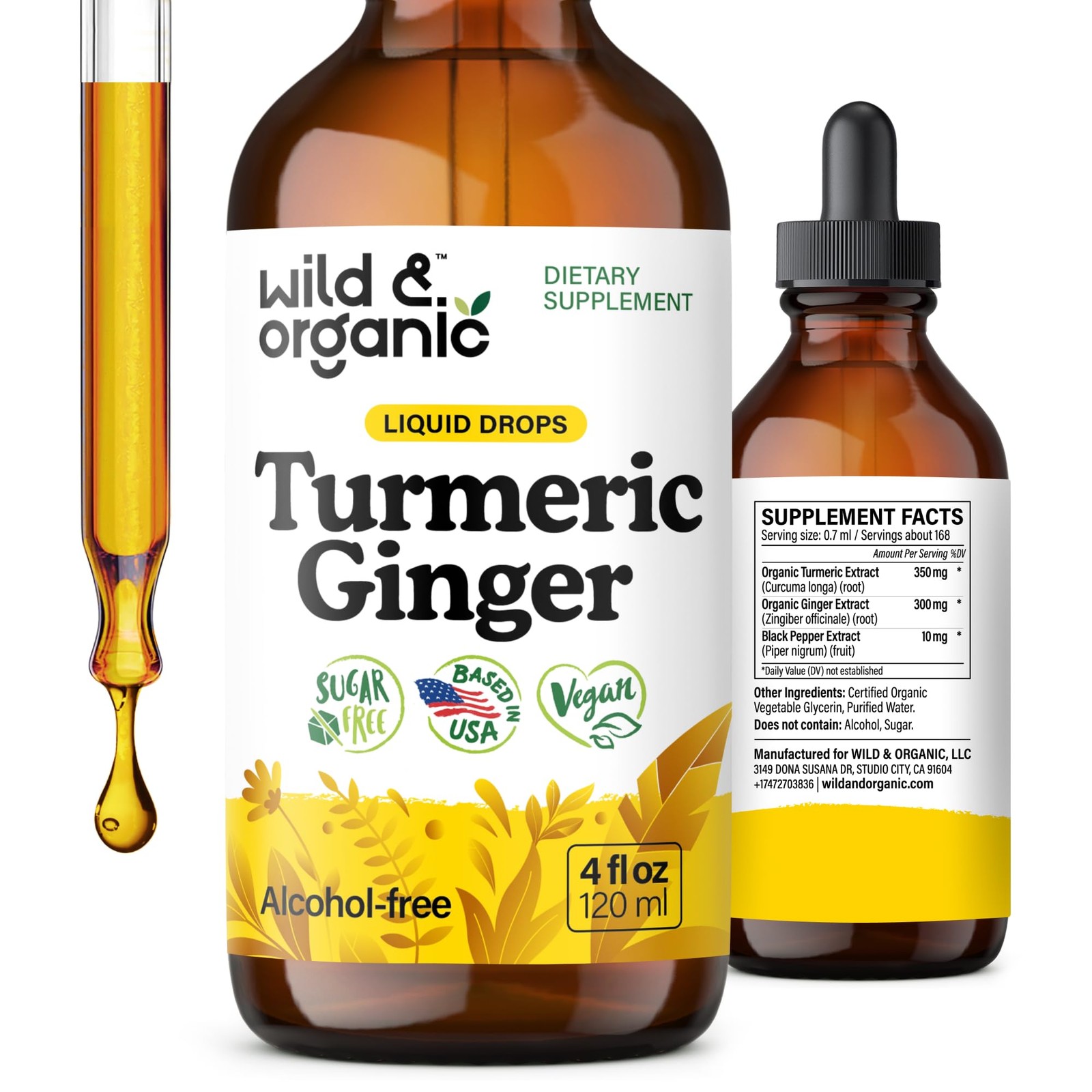 Wild & Organic Turmeric and Ginger Supplement – Movement & Immunity – 4 oz |