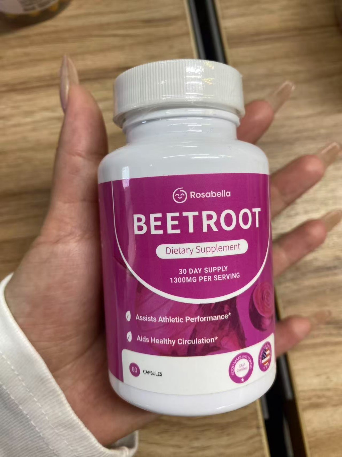 2PCS Rosabella Organic Beet Root 60 Capsules Natural Energy Boost Blood Pressure