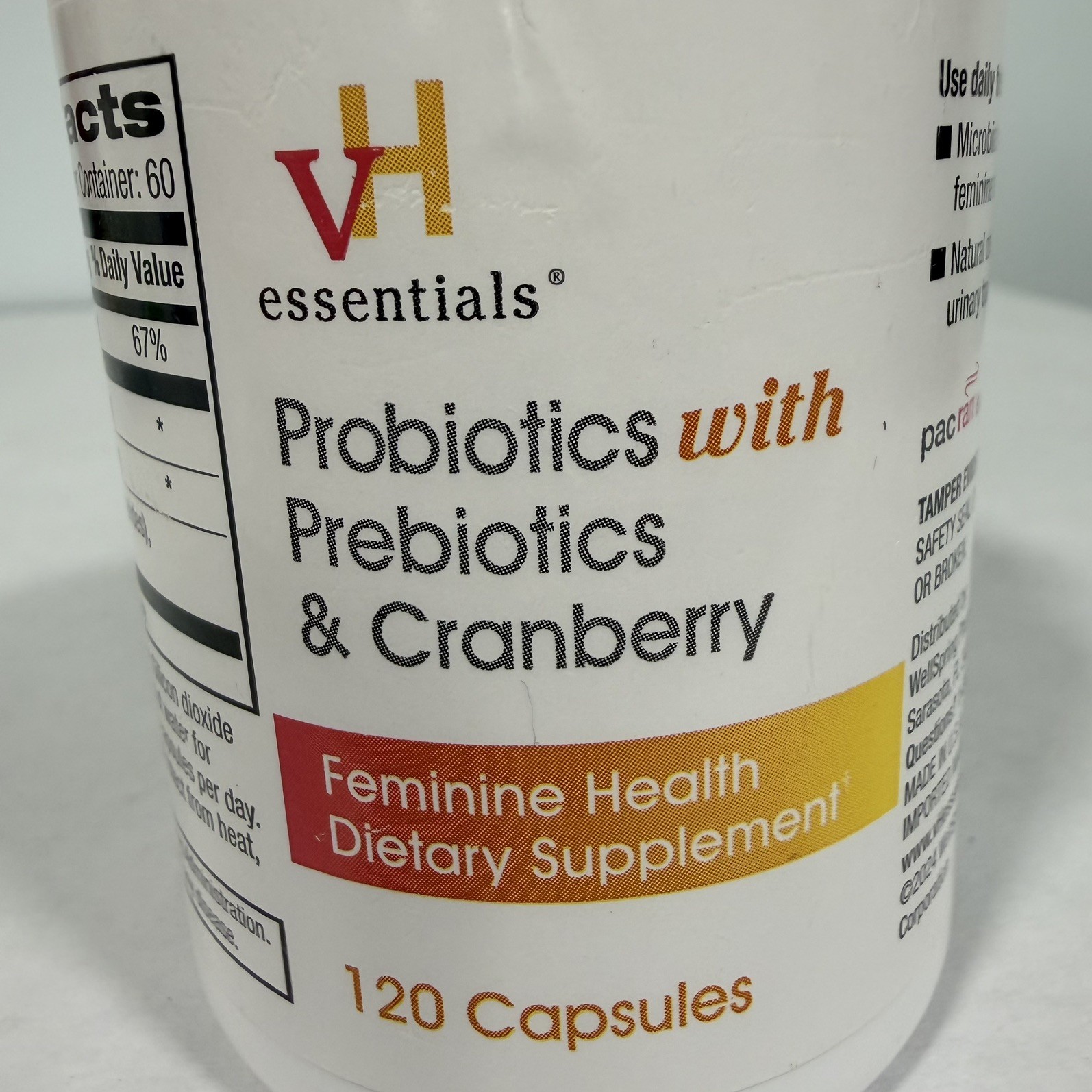 vH Essentials Probiotics w/ Prebiotics & Cranberry – Feminine Health, Urinary