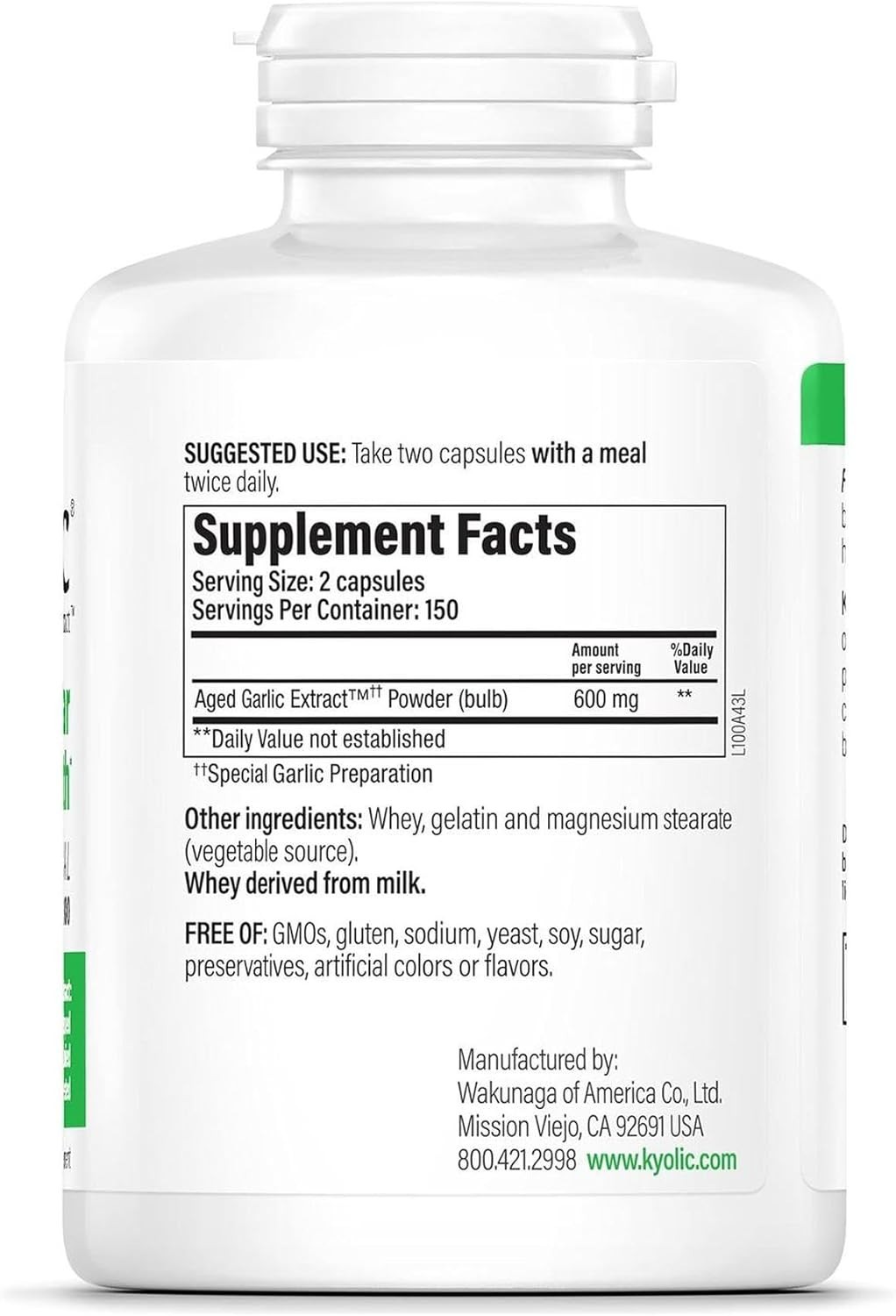 Aged Garlic Extract Capsules for Cardiovascular Support 300 Count