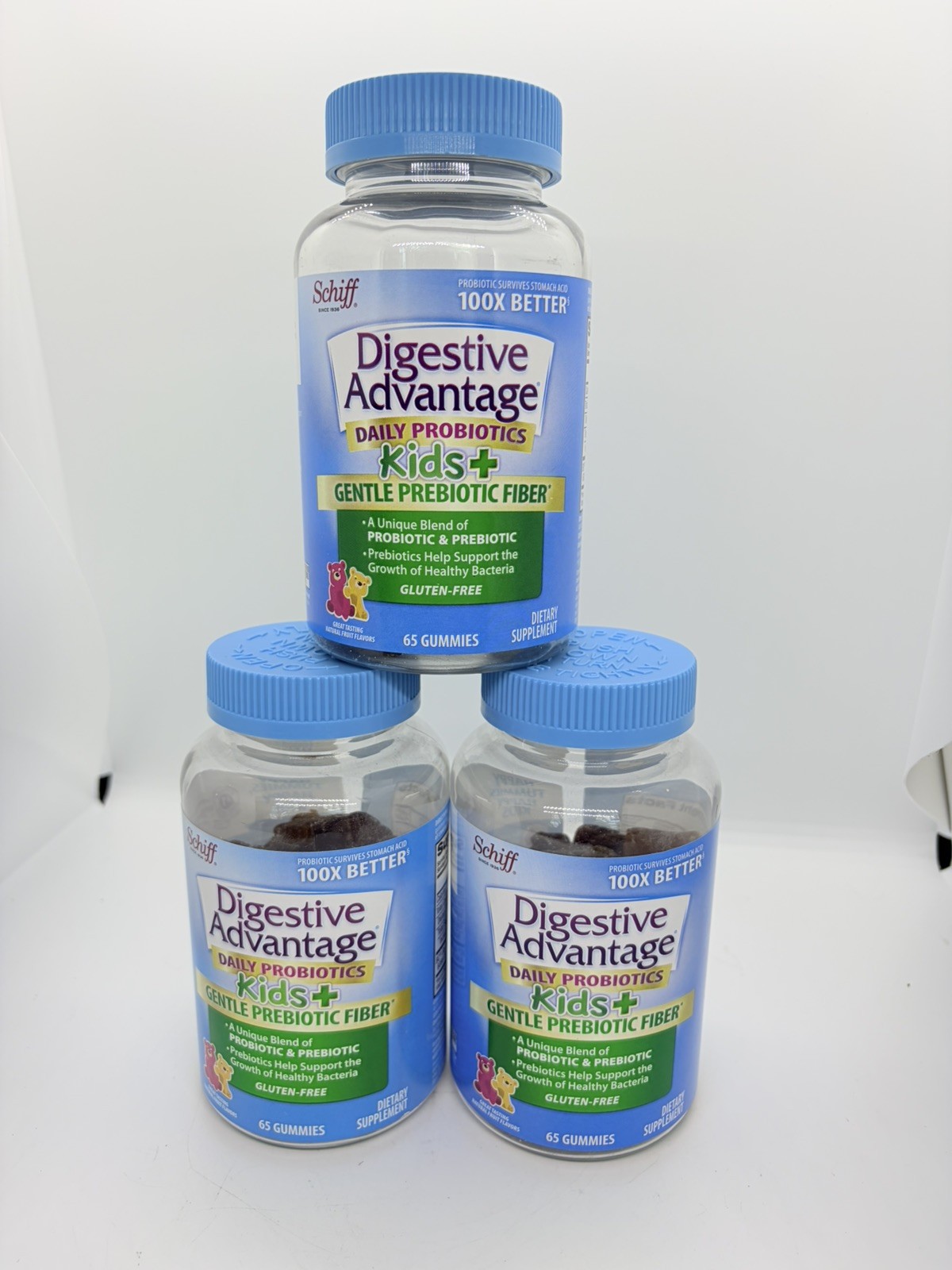 3 Pack Digestive Advantage Daily Probiotic – 65 Count Gummies Kids 12/26