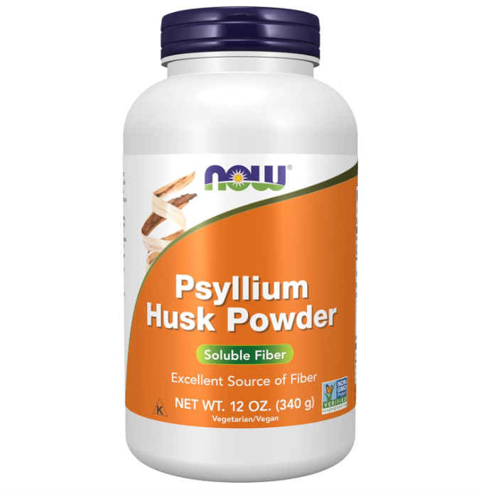 NOW Foods Psyllium Husk Powder, Non-GMO, Soluble Fiber, 12 oz