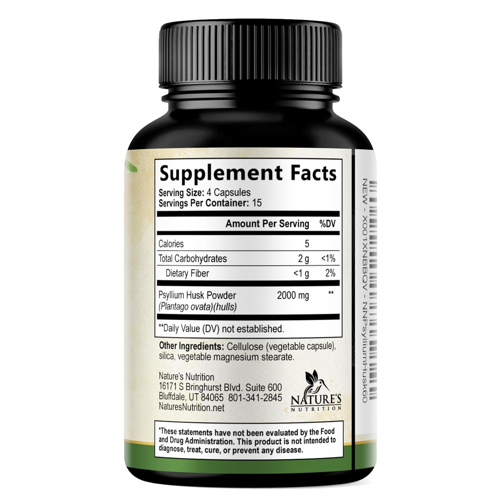 Psyllium Husk Powder 2000mg Per Serving Supplement – Extra Strength Psyllium Fib