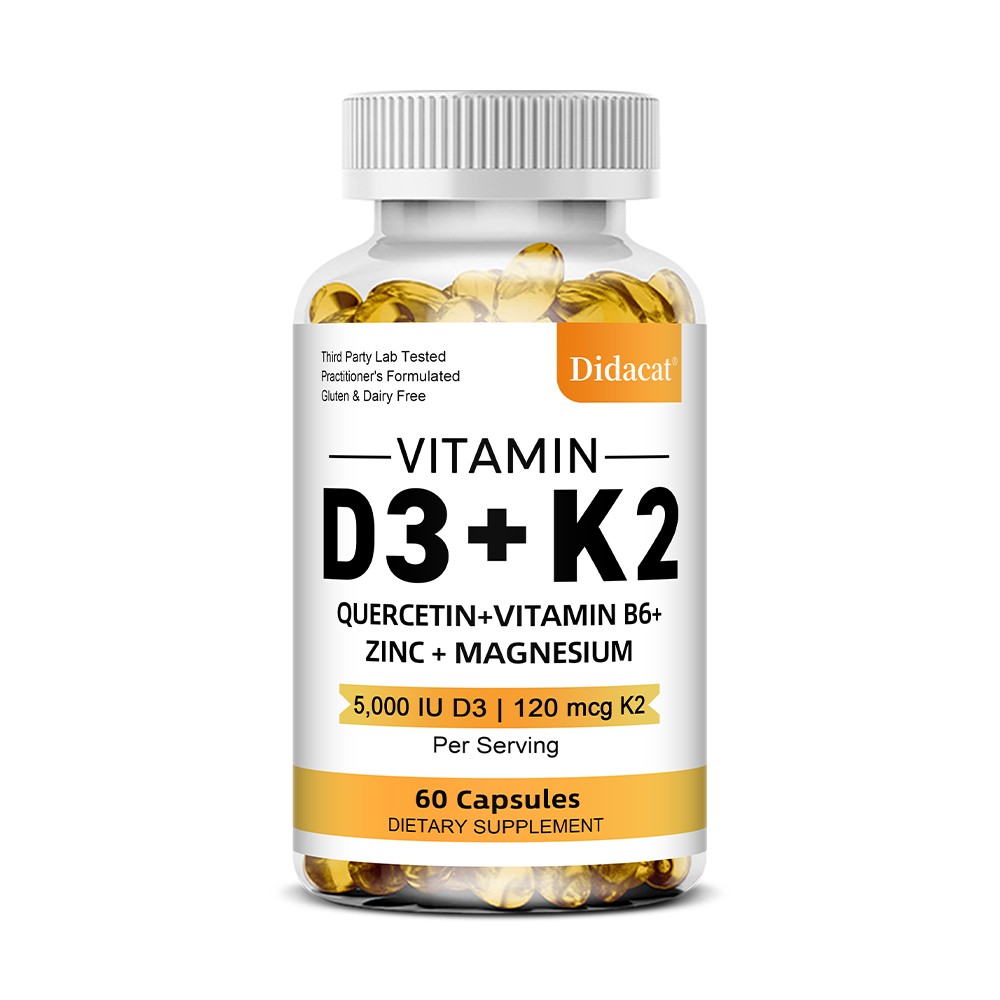 Vitamin D3 5000 IU K2 120 mcg, Vit D and K Supplement 30/60/120 capsules