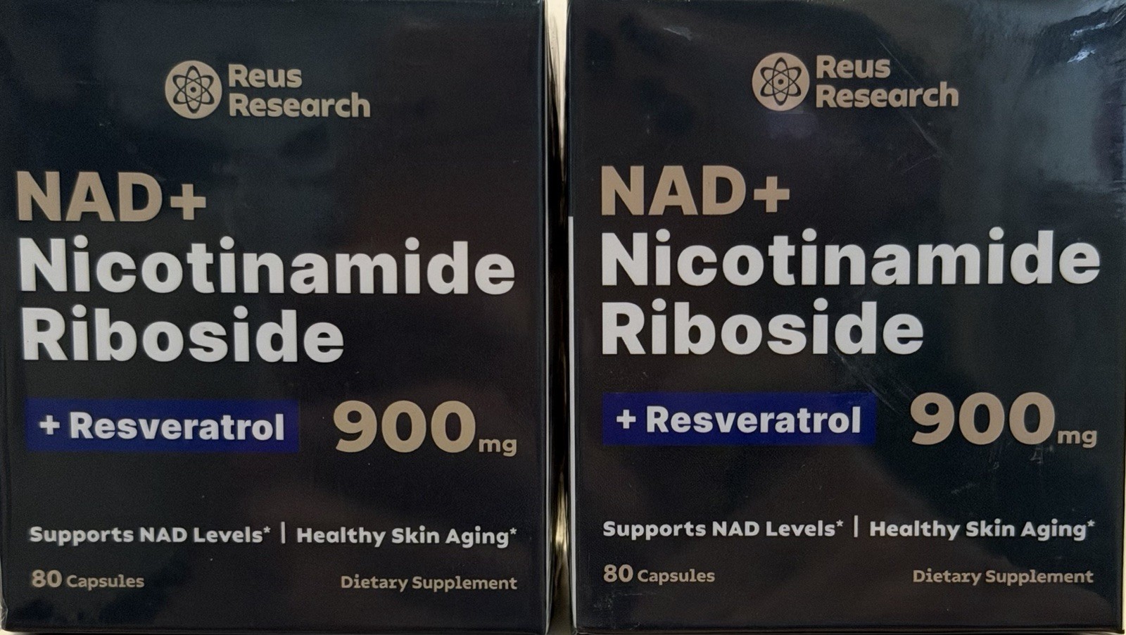 2 Pack NAD+ Nicotinamide Riboside + Resveratrol, 900mg, 80 Capsules. Exp 01/2027