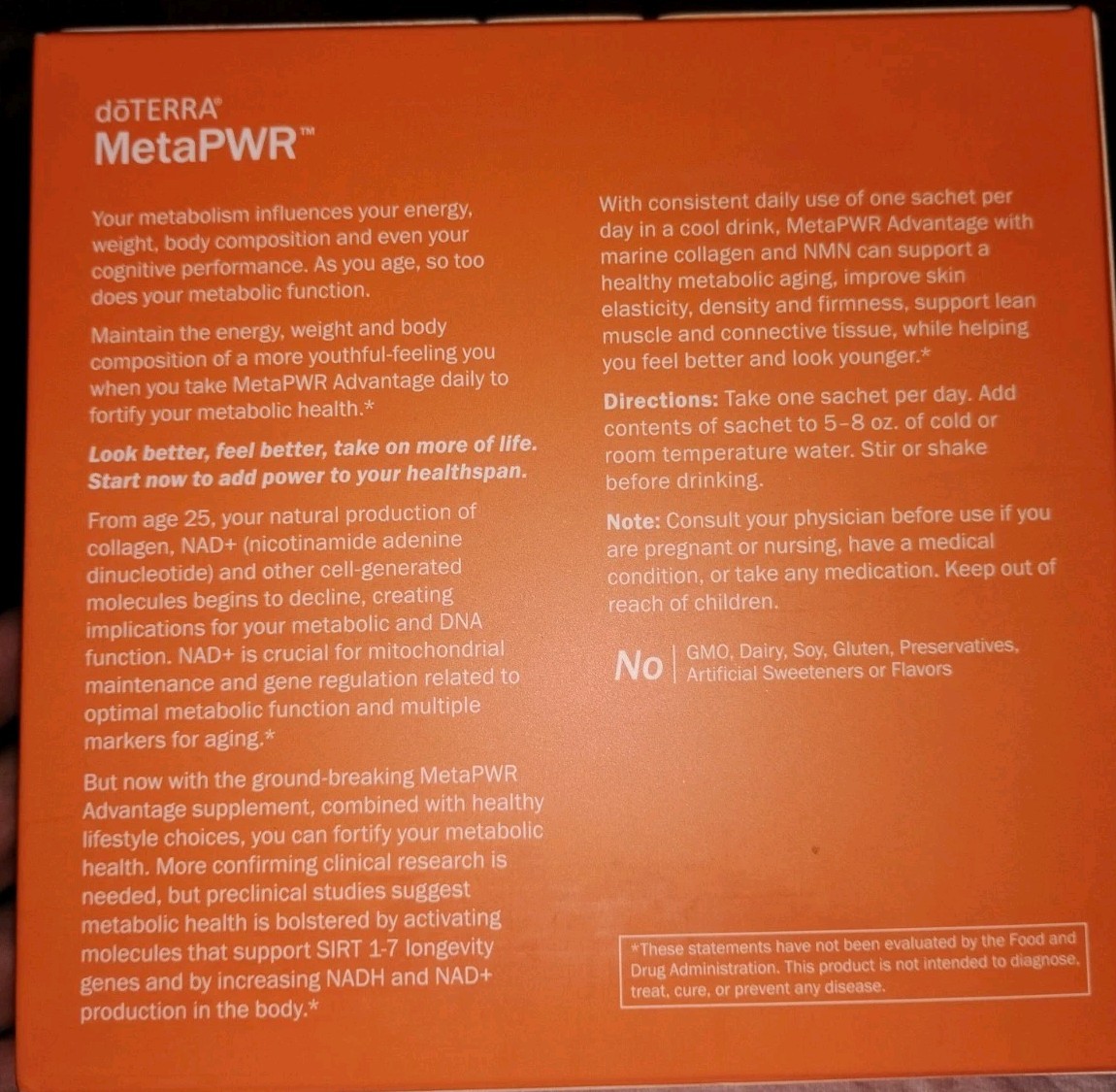 Collagen DoTerra MetaPWR Advantage Lemon Orange Flavor. Exp.2027.06