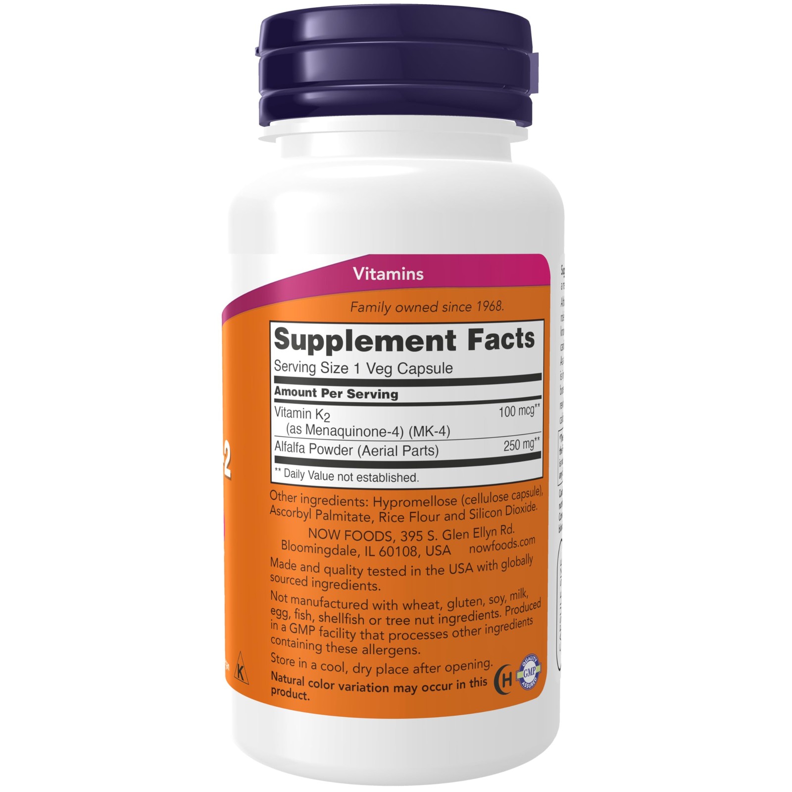 NOW Foods Supplements, Vitamin K-2 100 100 Count (Pack of 1), Green/Brown