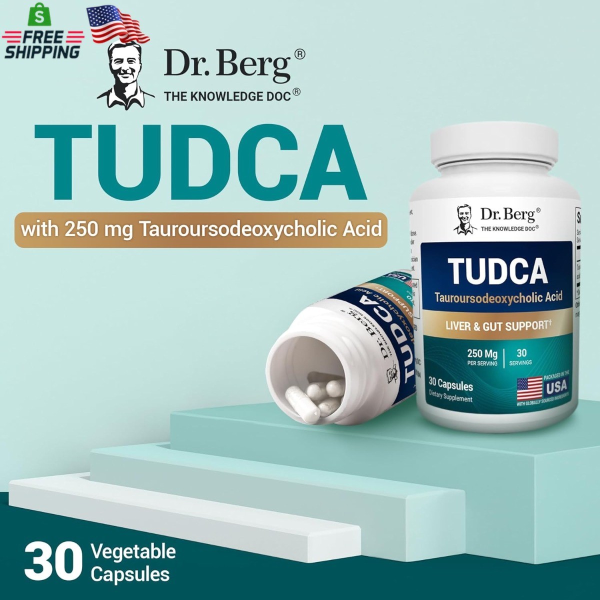 Dr. Berg TUDCA Supplement (Tauroursodeoxycholic Acid) – strong Formula for Liv