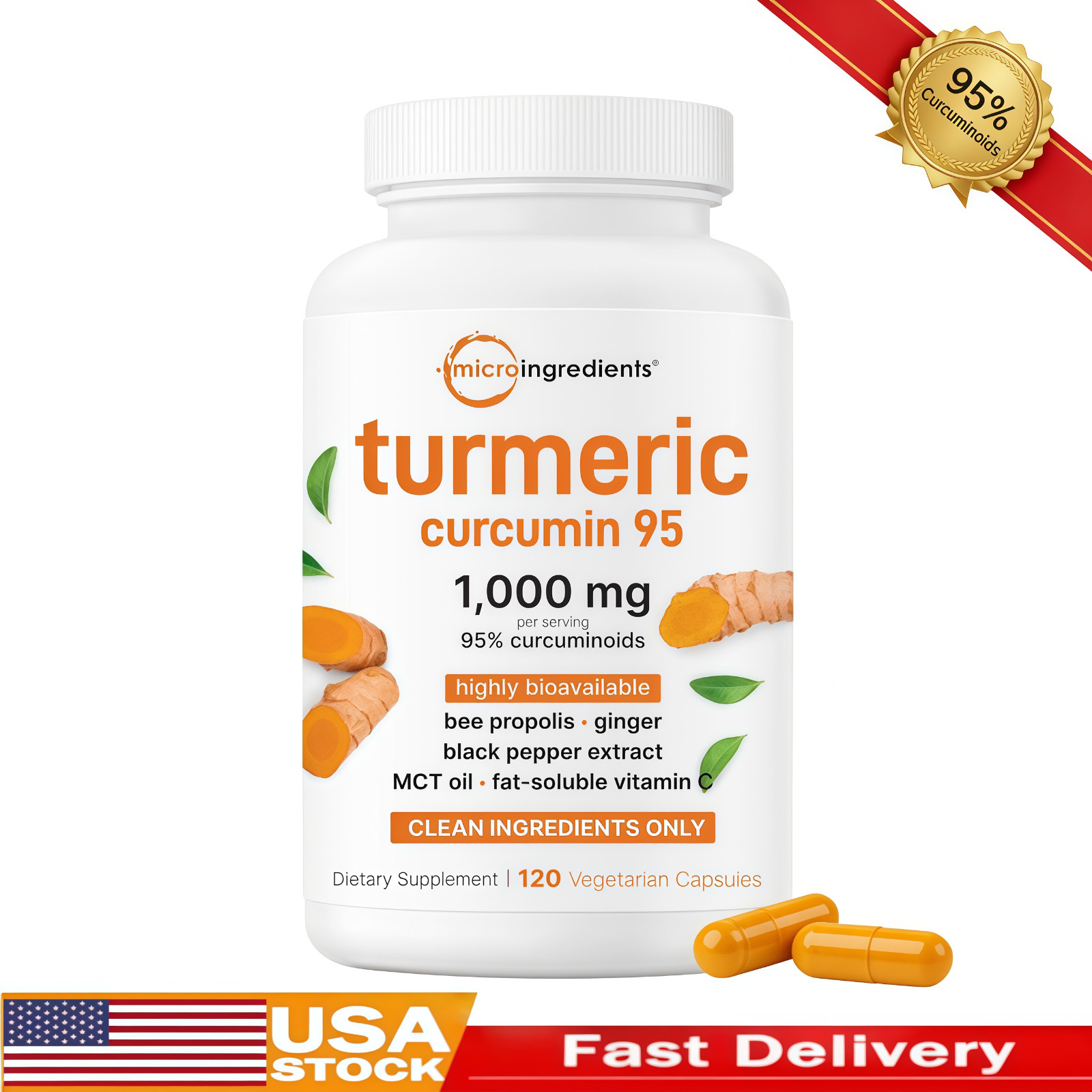 Black Curcuminoids 6-in-1|95% 1000mg with Curcumin Pepper,120 Caps Pure Turmeric