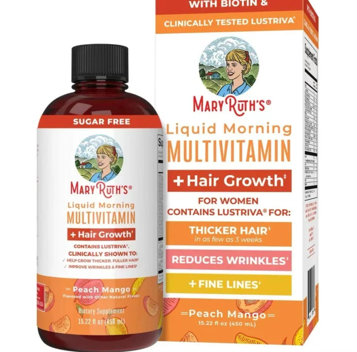 Mary Ruth’s Multivitamin Morning Liquid + Mango enhancement Peach Hair 15.22OZ