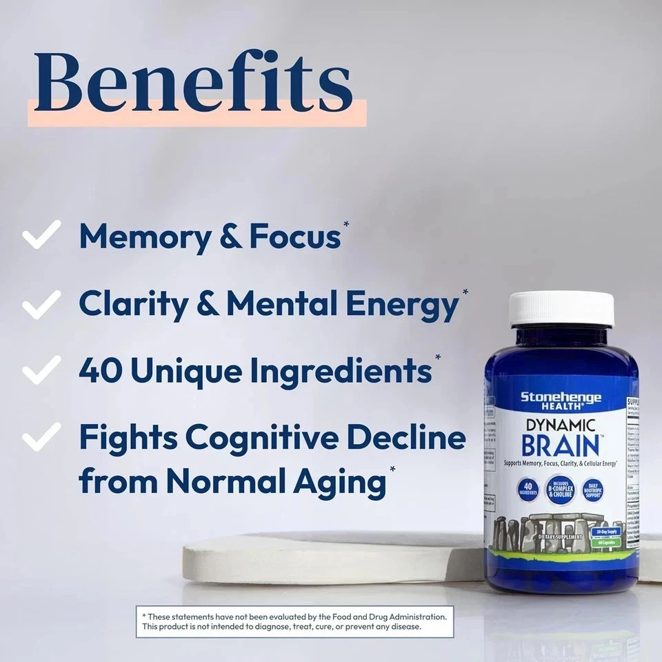 Dynamic Brain Supplement 60 Capsules–Memory Focus Clarity-Pack of 5