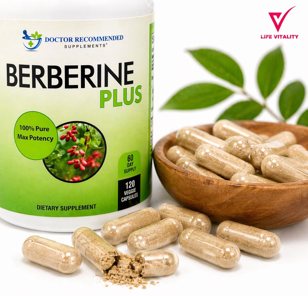 Berberine Plus 1200mg 240 Veggie Capsules 2 Pack Immune Support Fórmula