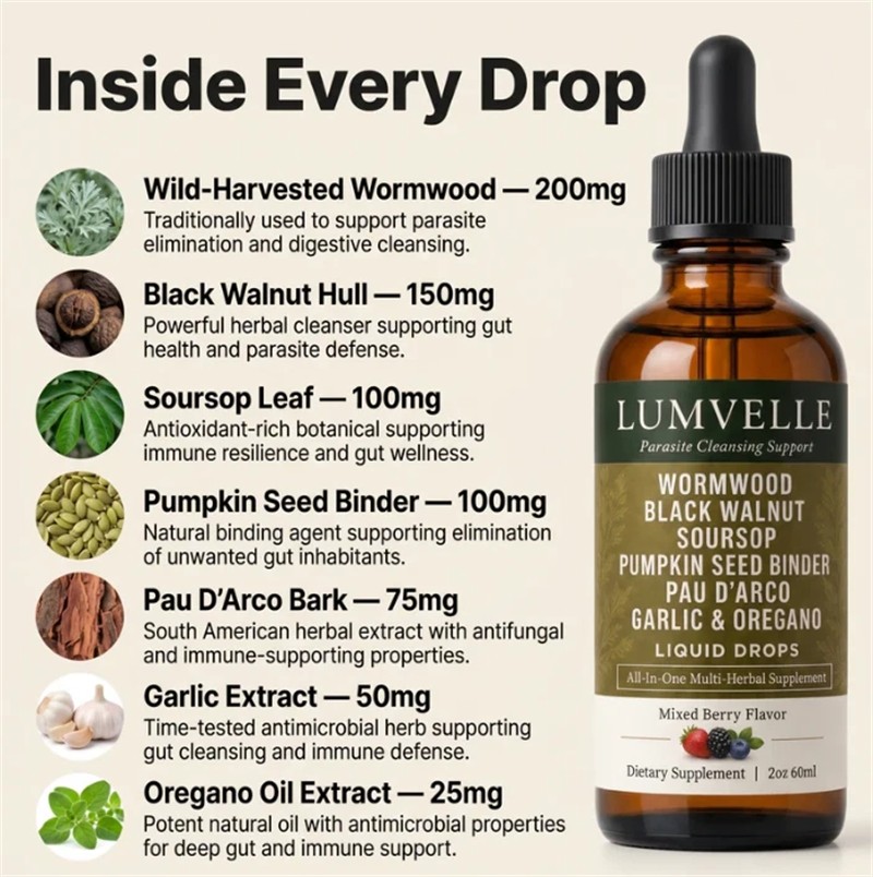 LUMVELLE Wild Harvested Wormwood Herbal Liquid Botanical Supplement Drops 60ml