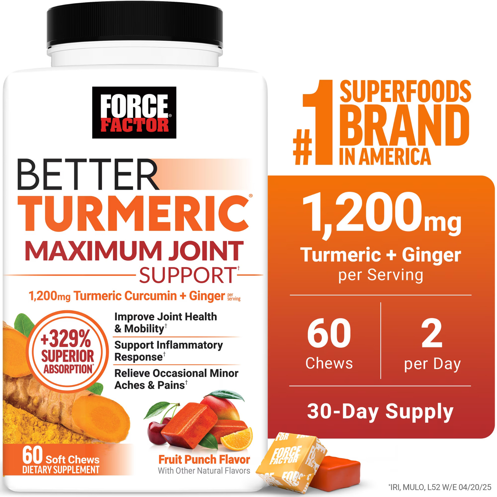 Better Turmeric Maximum Joint Support Soft Chews Fruit Punch 60 Count