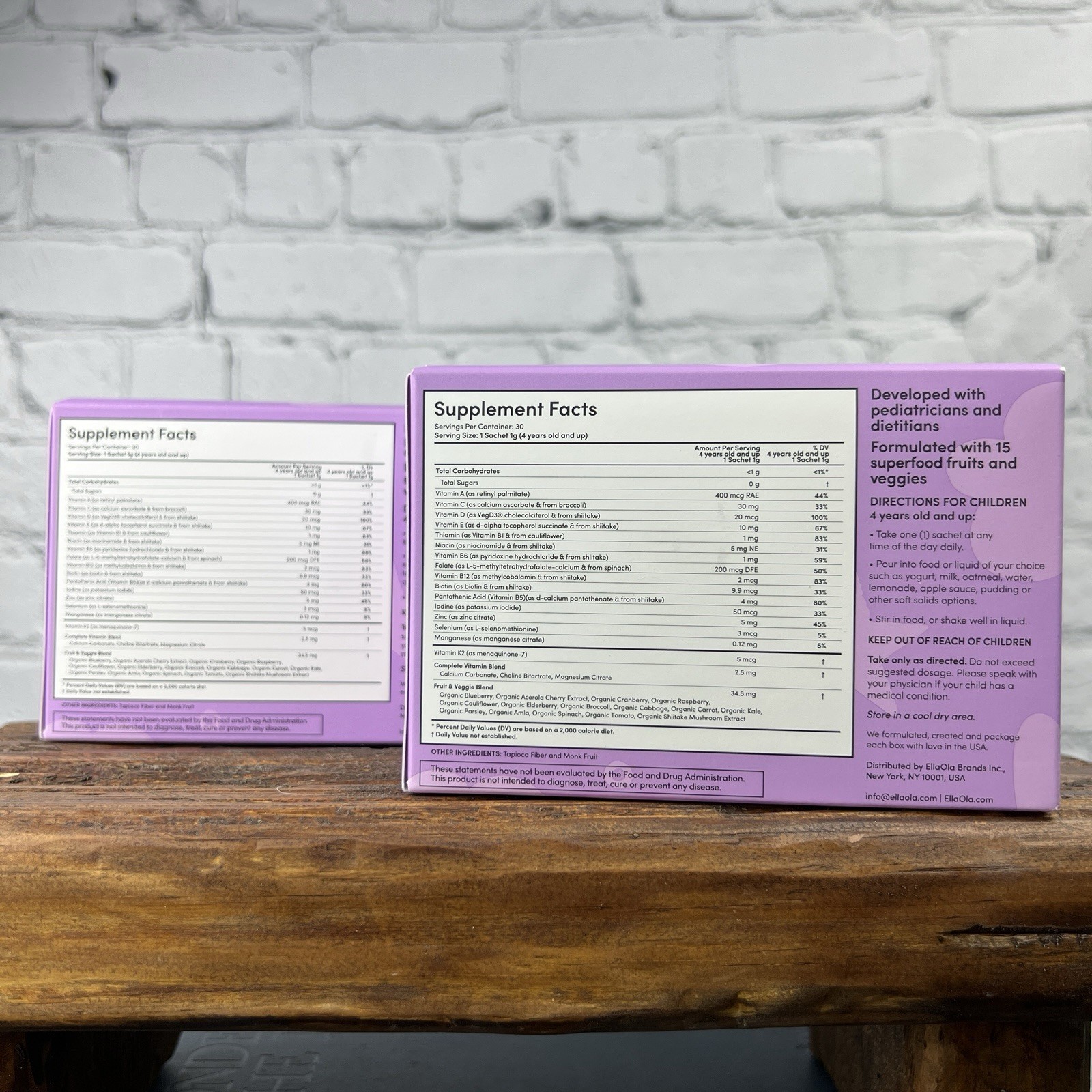 EllaOla Kids Unflavored Multivitamin 2 Boxes 30 Day Supply Each