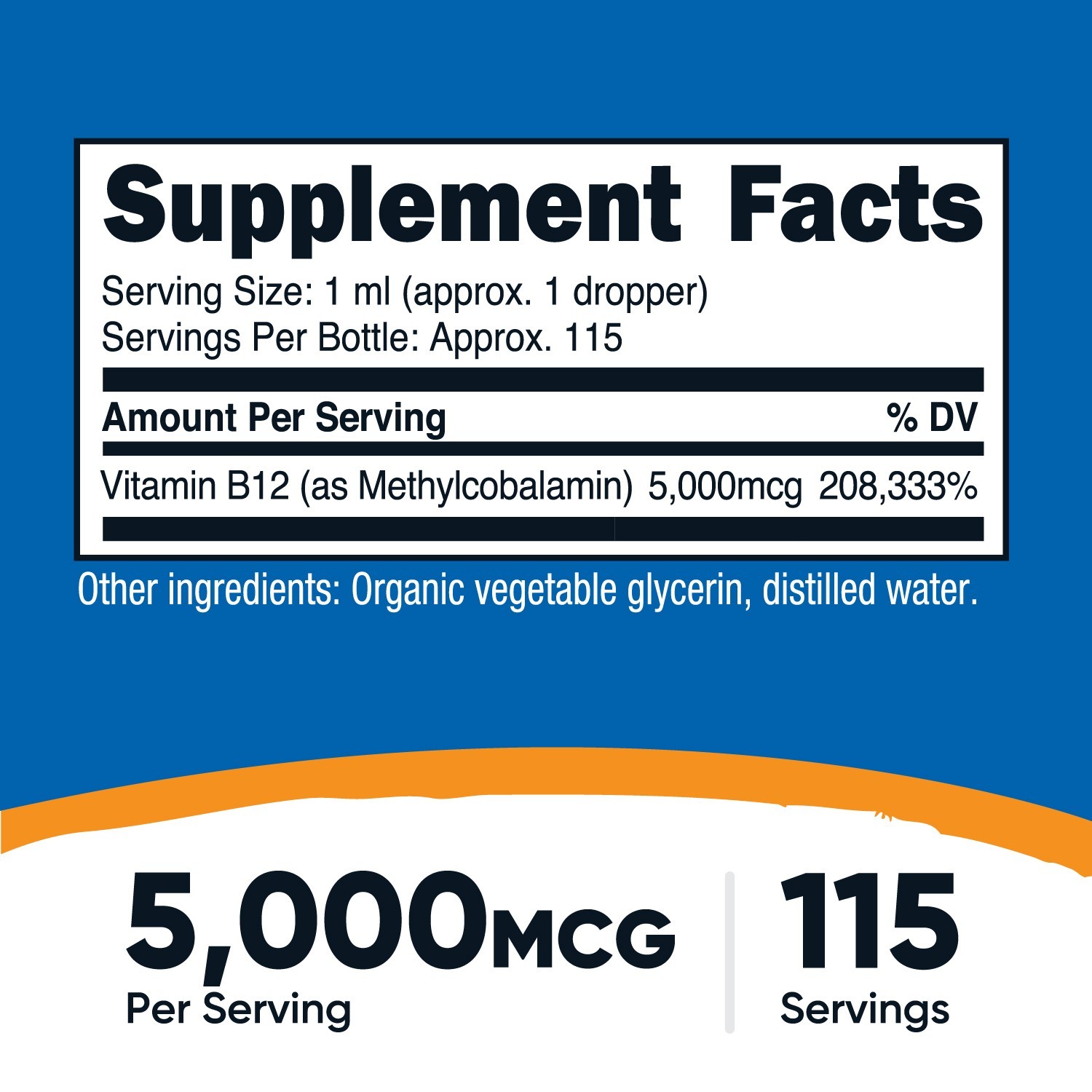 Nutricost Organic Vitamin B12 Liquid Drops (5,000mcg) – 3.8 Fl Oz, USDA Organic
