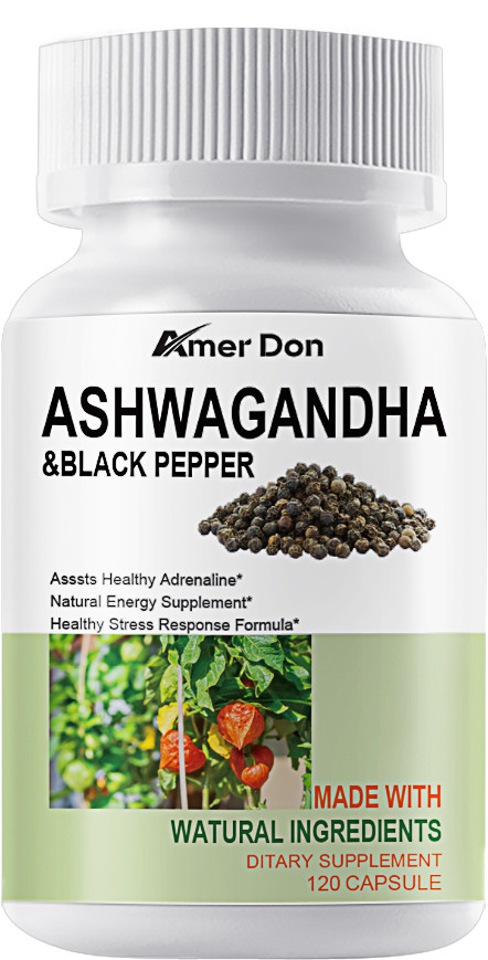 Organic Ashwagandha Capsules 1300mg Supplement w/ Black Pepper Root Powder 120Pc