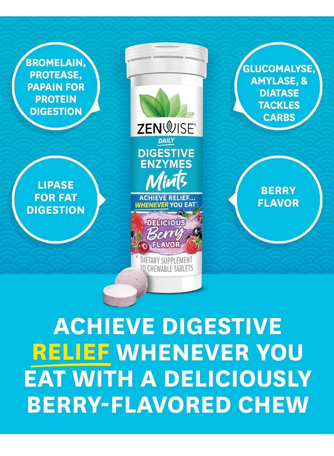 Zenwise Health Chewable Digestive Enzymes with Bromelain – Multi Enzymes