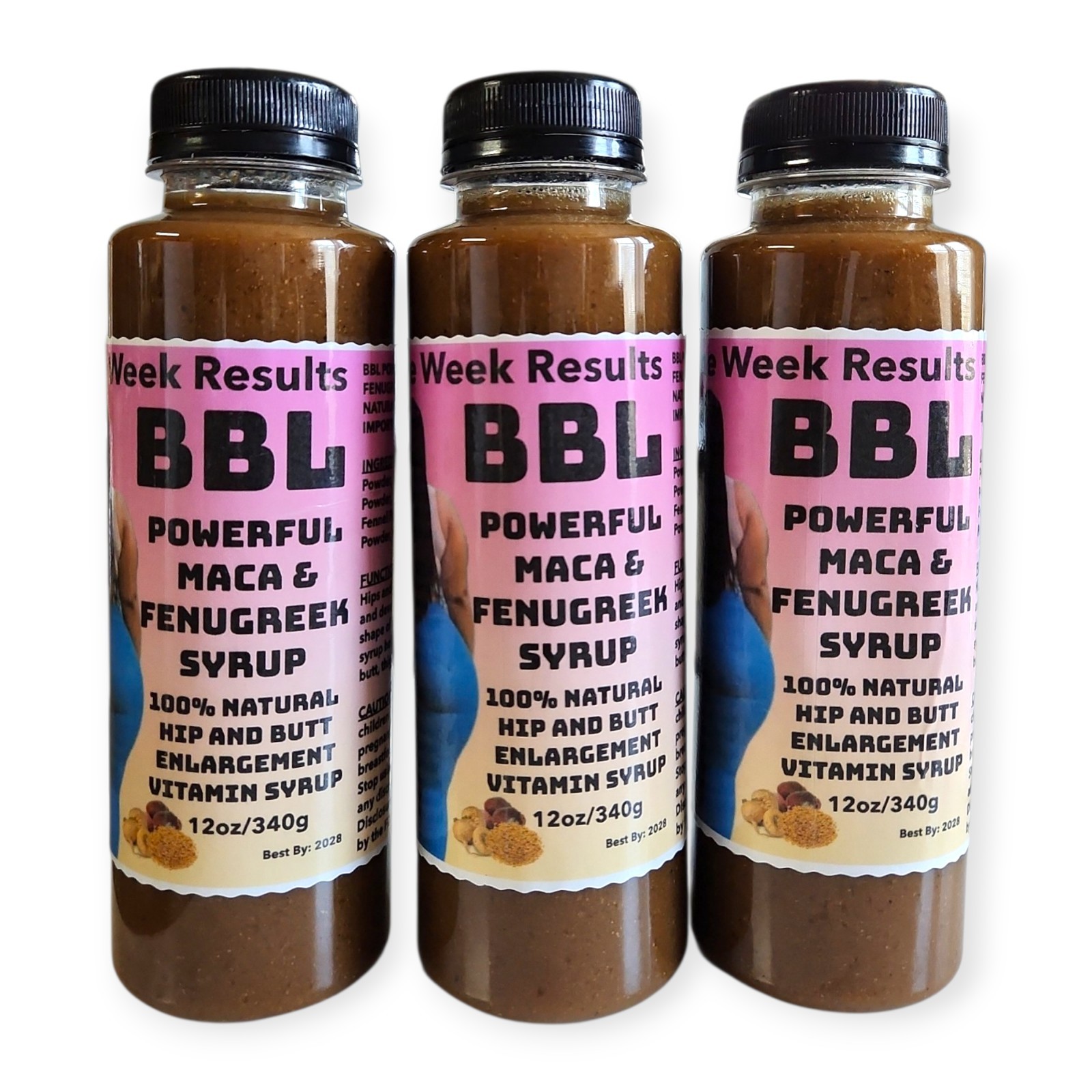 ONE WEEK RESULTS BBL POWERFUL MACA & FENUGREEK SYRUP 100% NATURAL 12oz