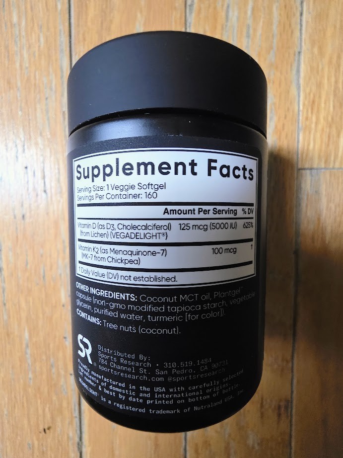 Sports Research D3 + K2, 160 Veggie Softgels