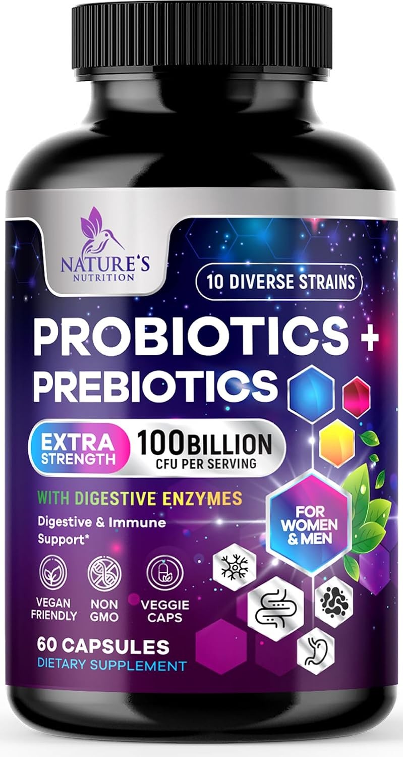 Daily Probiotic and Prebiotic Supplement 100 Billion CFU 10 Diverse Strains…