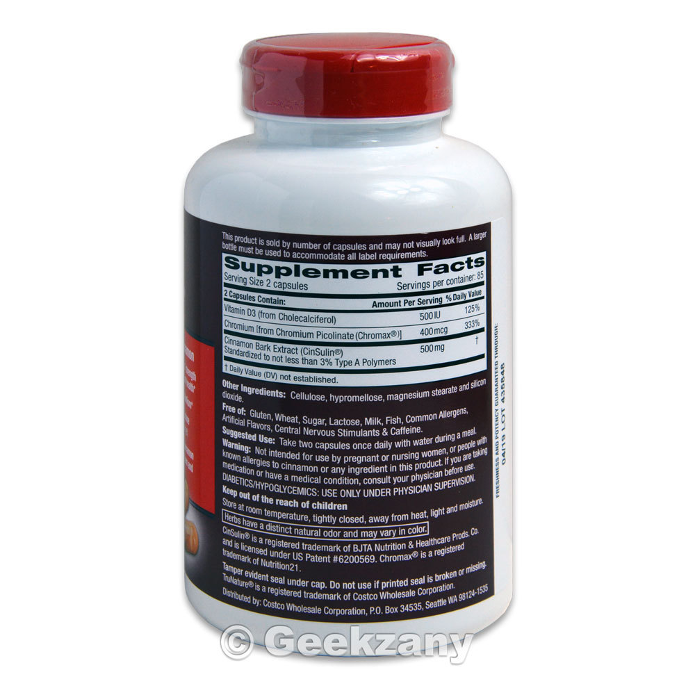 Trunature Advanced Strength CinSulin Cinnamon Blood Glucose 200 Ct Exp: 04/26