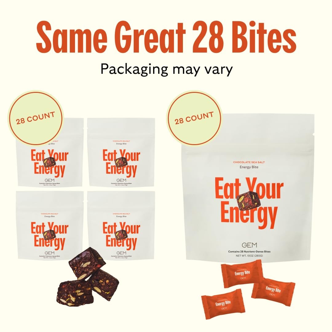 GEM Energy Caffeinated Chocolate Bite, 40mg Caffeine, Ginseng Root, LTheanine…