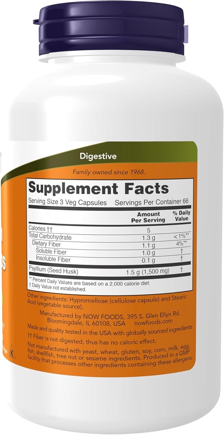 Psyllium Husk Caps, 200 Veg Capsules (0.5 g per Capsule)