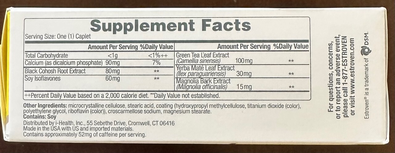Estroven Menopause Relief + Stress, Maximum Strength, 1 Per Day, 60 Caplets