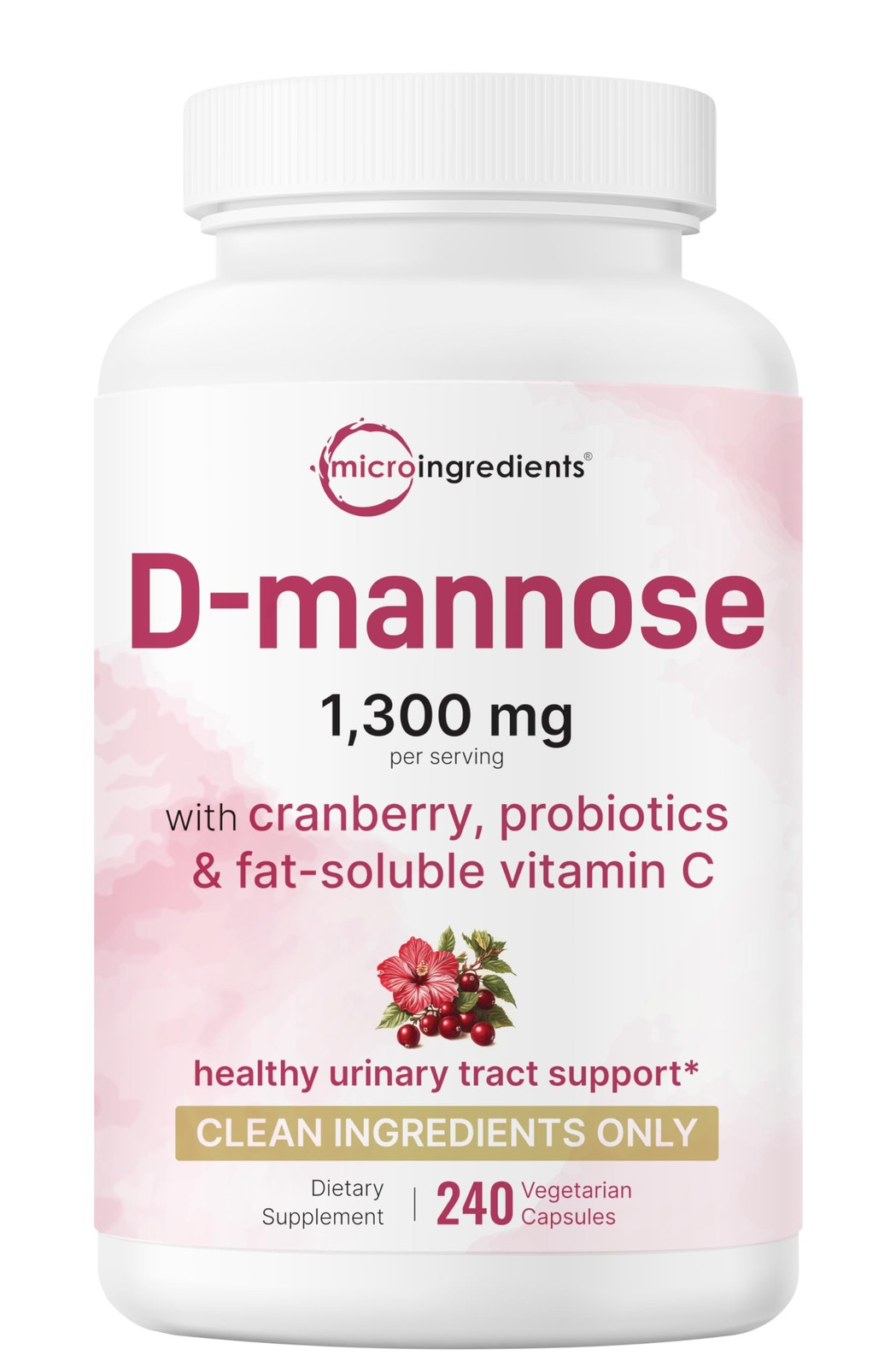 Micro Ingredients D Mannose 1,300mg Per Serving with 240 Count (Pack of 1)
