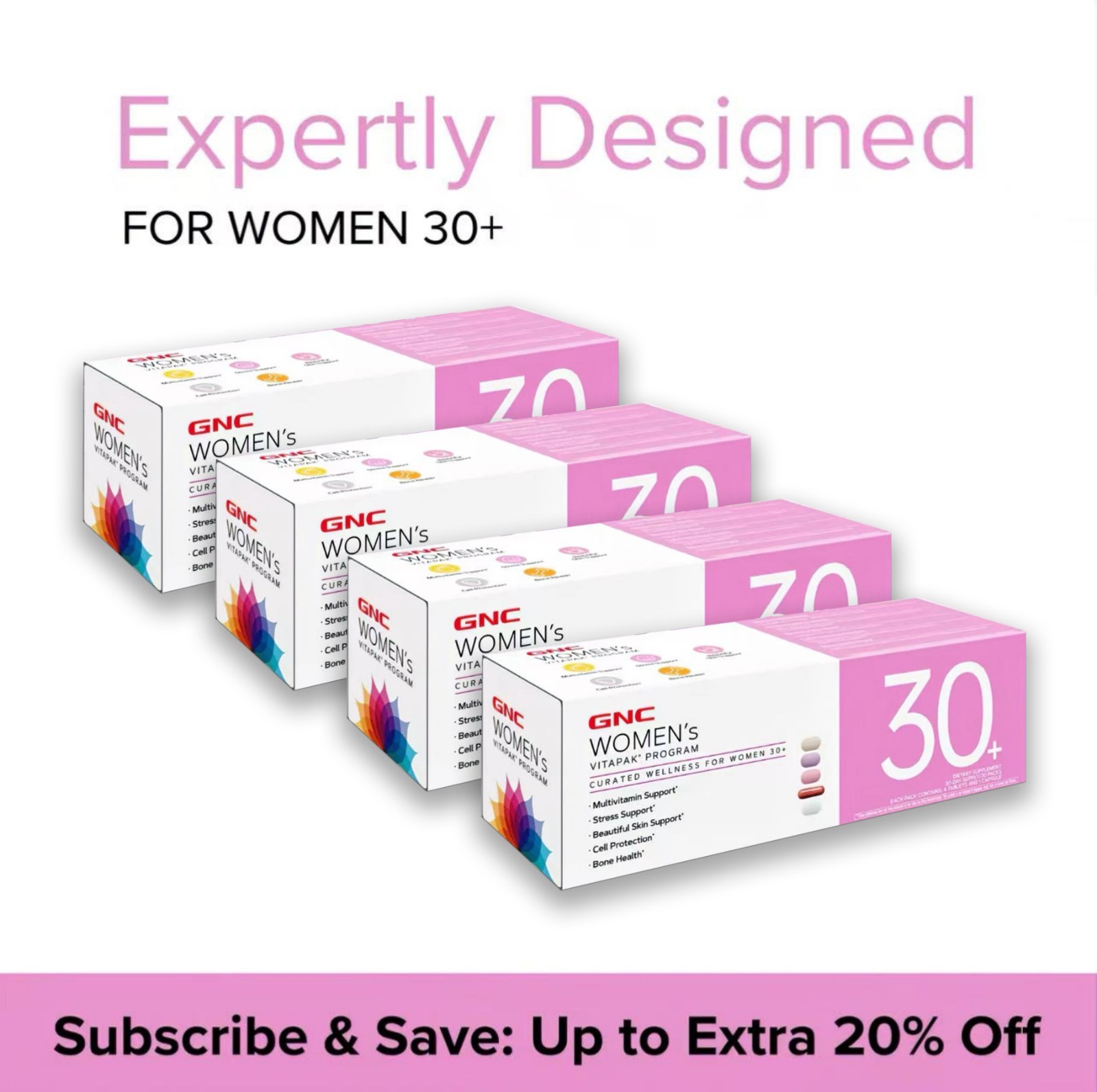 4 Pack Women’s Vitapak Program 30+ Multivitamin 30-Day Supply 150 Ct Daily Women