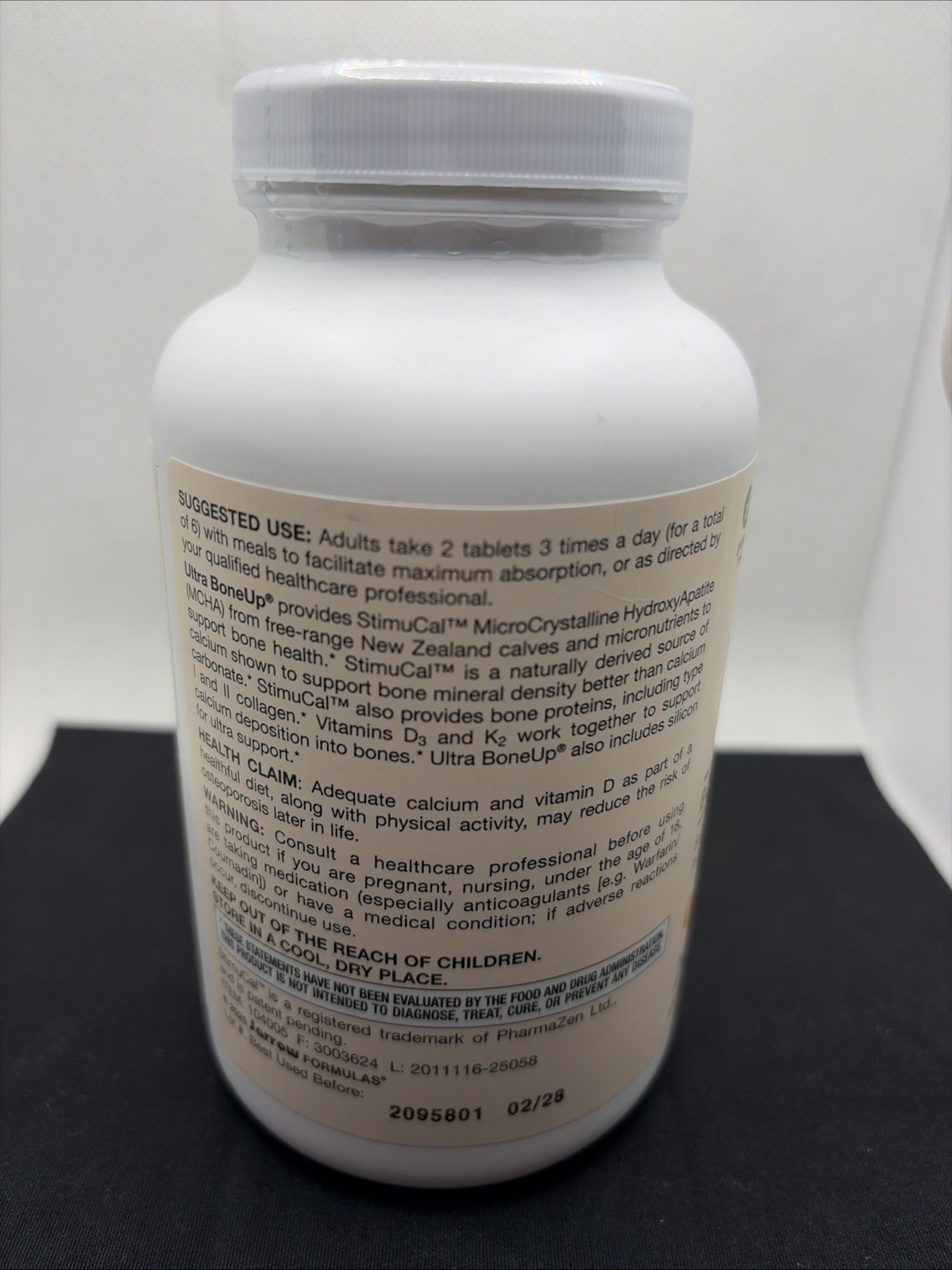 Jarrow Formulas Ultra BoneUp 240 Tabs Bone Health Calcium 1200mg Exp 02/2028