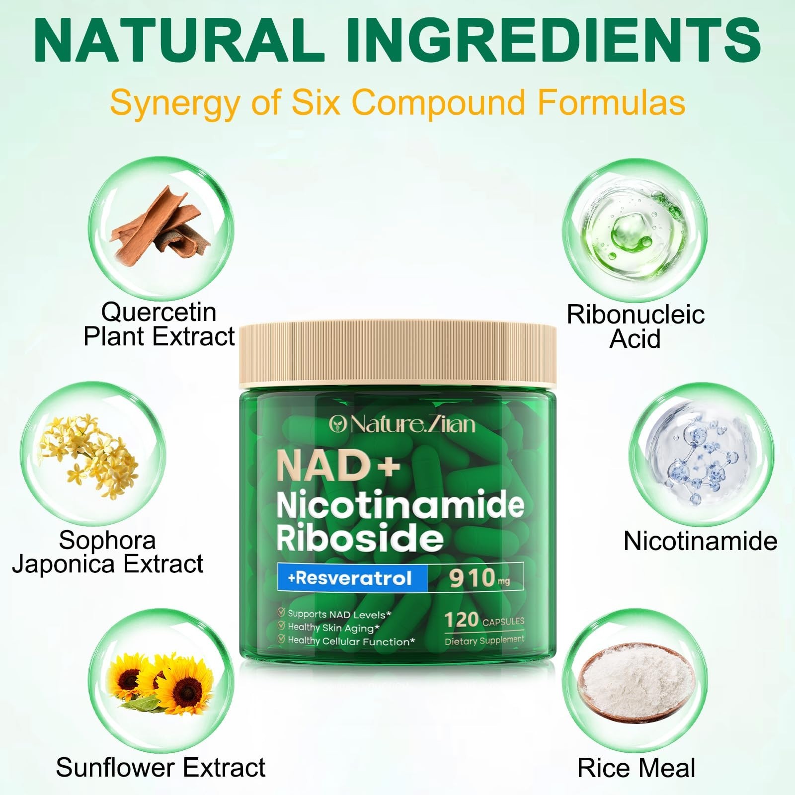 NAD+ Resveratrol 910mg Supplement – 120 Capsules for Energy & Anti-Aging Support