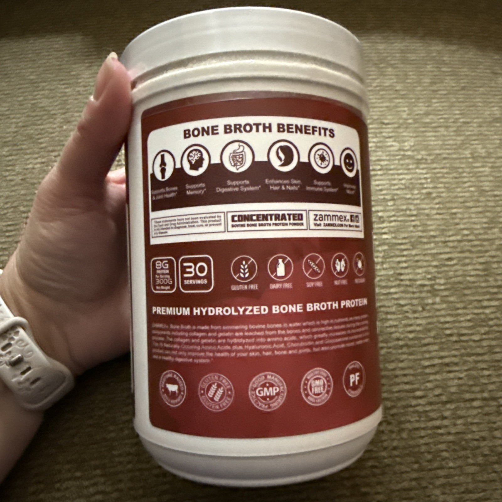 Zammex Nutrition Bone Broth Protein 10.59 oz PLEASE READ NOTE SEALED 12/2028