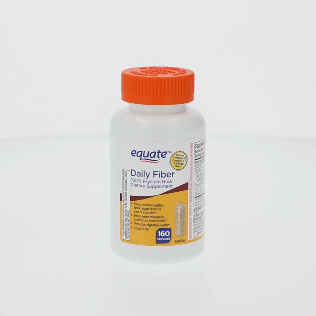 Equate 100% Psyllium Husk Daily Fiber Dietary Supplement Capsules, 160 Ct