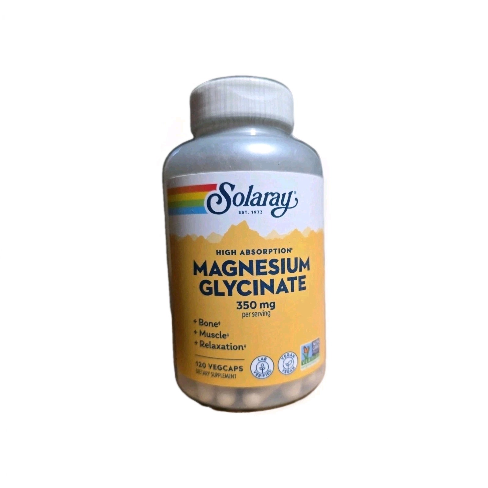 Solaray Magnesium Glycinate 350 mg 120 VegCaps Higher Absorption Exp: 2028