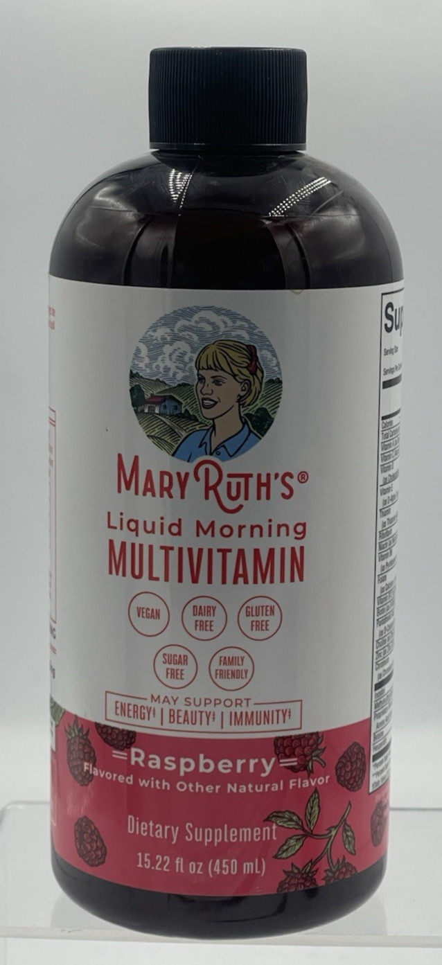 Lot of 2 MaryRuths Liquid Morning Multivitamin Raspberry 15.22oz EXP 05/27