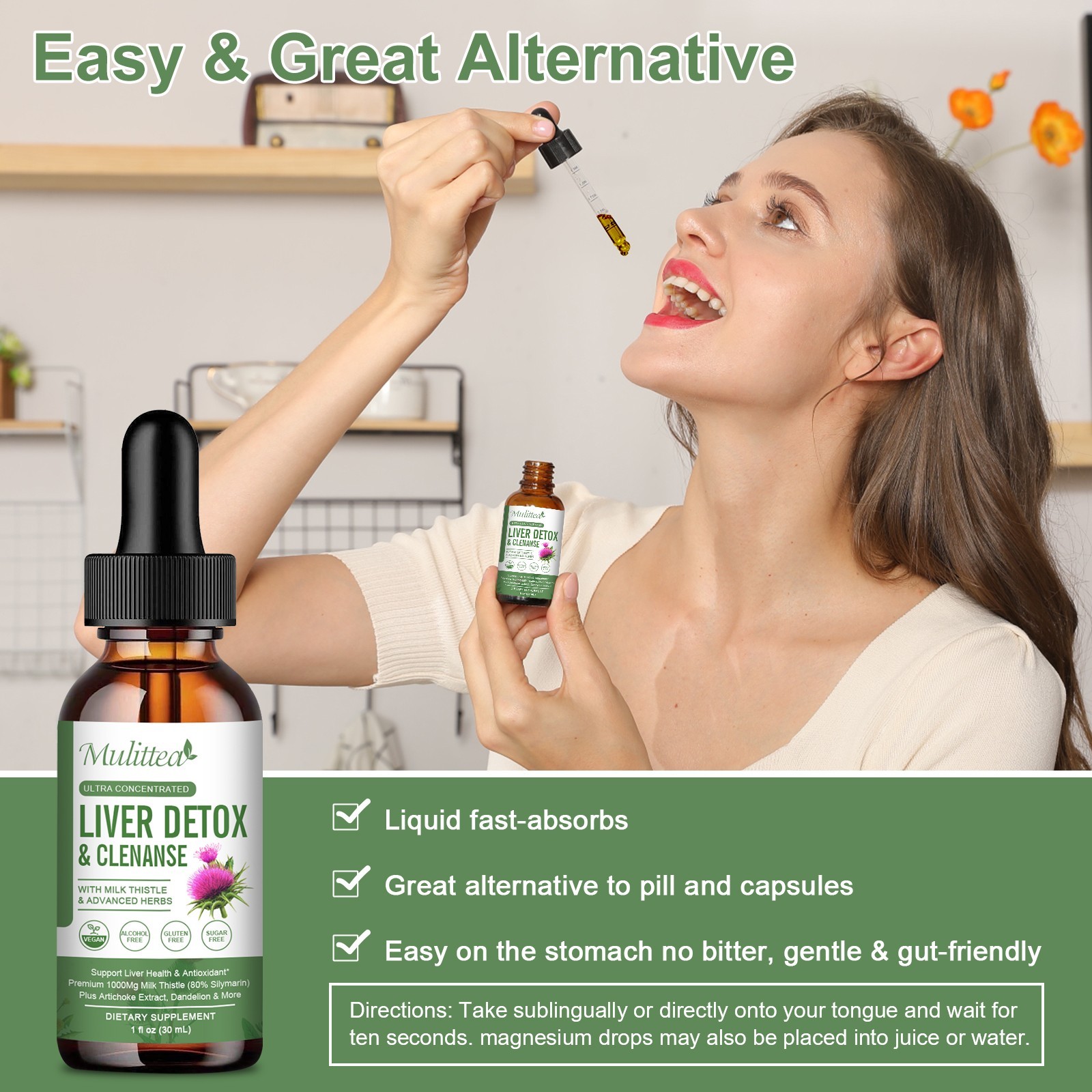 2Pack Milk Thistle Liver Cleanse Detox Herbal Liver Support Supplement 30ML