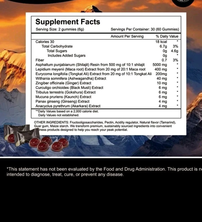 (1) Himalayan Gold Shilajit 5000mg Gummies 60 Pure SHILAJIT Maca Ginseng