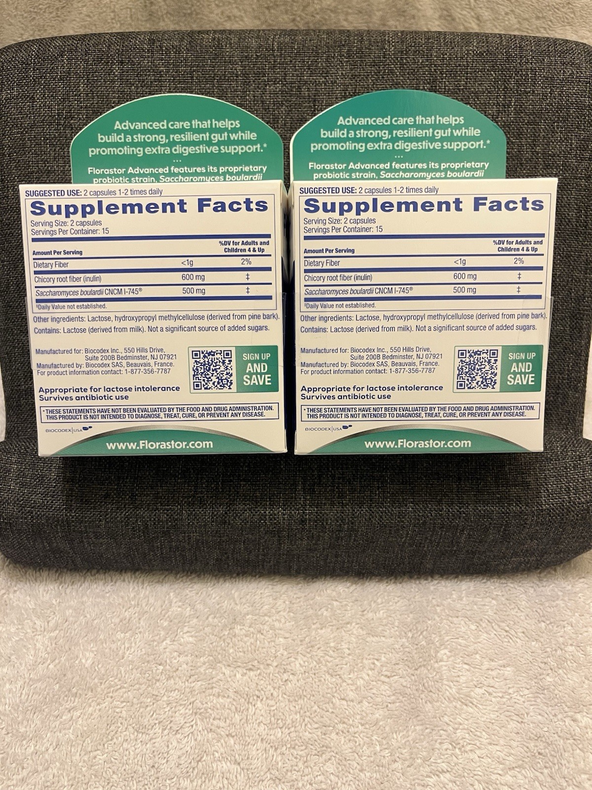 Florastor Advanced Probiotic and Prebiotic Supplement, 30 Capsules NIB Lot of 2